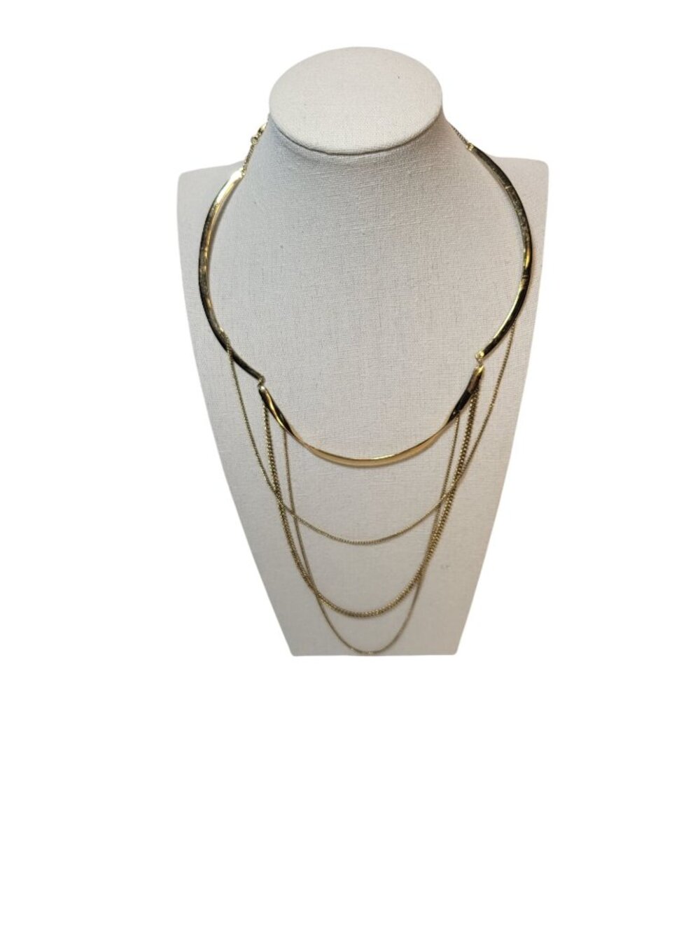 Stella & Dot Gold-Tone Multi-Layered Necklace With Chain & Bar Accents
